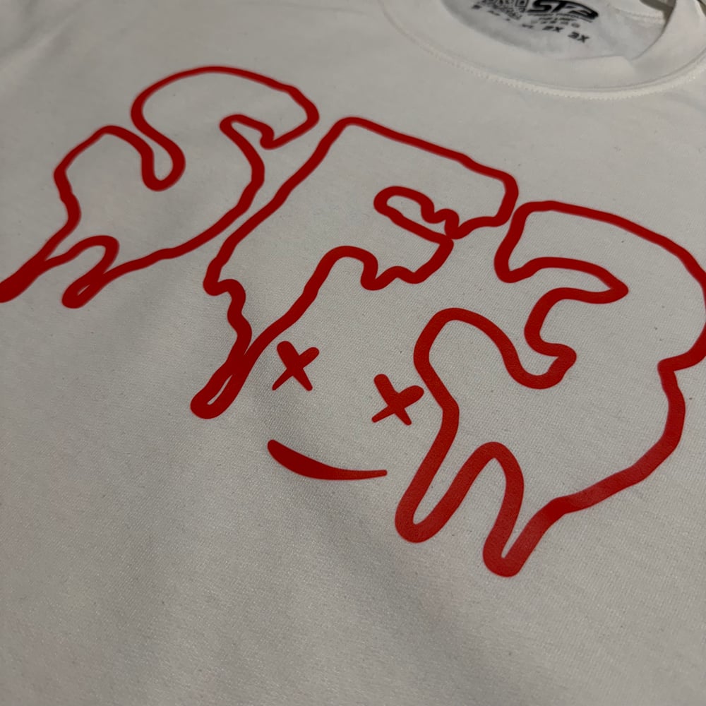 White Drippy Smile SF3 Hoodie/Crewneck