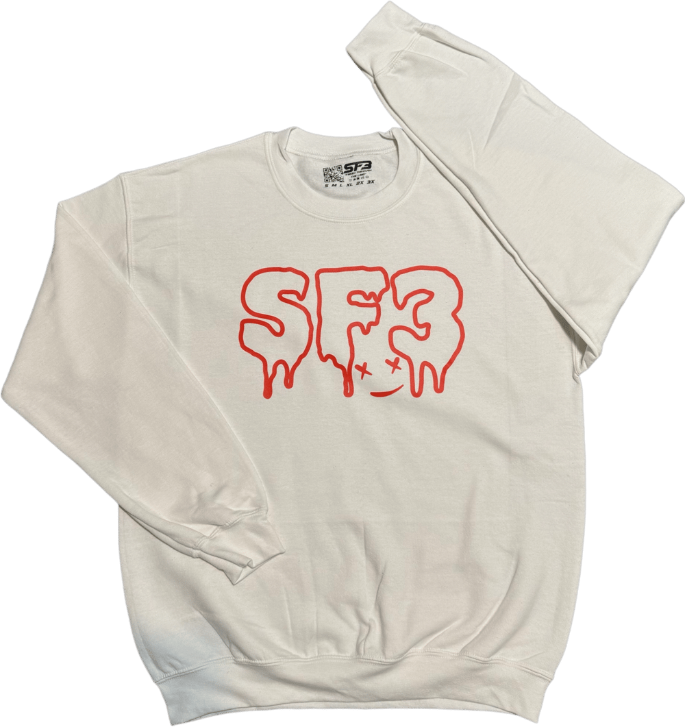 White Drippy Smile SF3 Hoodie/Crewneck