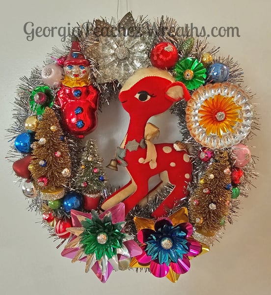 Image of Vintage Shiny & Brite Christmas Wreath 2442 - 11" diameter