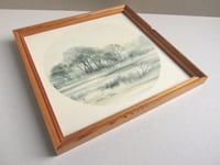 Image 2 of Vintage Stephen Oliver Landscape Art Print c 1970s-80s, Misty Trees and Sun, Small Picture, Framed 