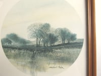 Image 3 of Vintage Landscape Art Print by Stephen Oliver c 1970s 1980s, Spooky Trees, Small Picture, Framed 