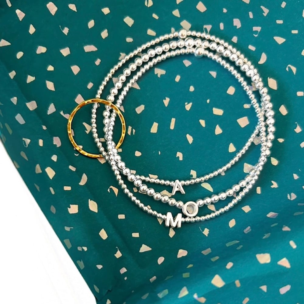 Image of Sterling Silver Triple Initial Connector Bracelets