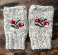 Image 1 of “Lingonberries” fingerless mittens - Ready to ship