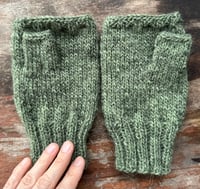 Image 2 of Toadstool fingerless mittens - Celery green - Ready to ship