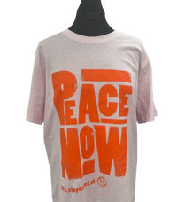 Image of Distressed Peace Now Logo T-Shirt - Orange on Pink