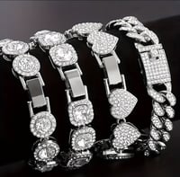 Image 2 of Rhinestone Silver Bracelet