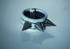 EDWARD pale blue + silver spiked vegan leather unisex statement ring