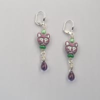 Image 3 of Pink Cat Earrings