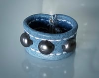 Image 4 of ICE DANCE pale blue + silver vegan leather ring