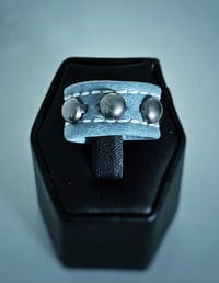 Image 2 of ICE DANCE pale blue + silver vegan leather ring