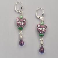 Image 1 of Pink Cat Earrings