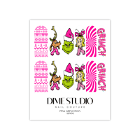 Image 2 of PINK GRINCHMAS HOLIDAY NAIL DECALS 