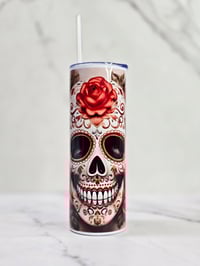 Image 1 of Sugar Skull 2 Stainless Steel Tumbler