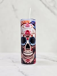 Image 1 of Sugar Skull 4 Stainless Steel Tumbler