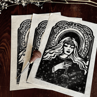Image 1 of Linogravure « Le Miroir » - Format A4