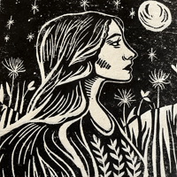 Image 2 of Linogravure Nuit des étoiles - Format A4