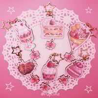 Image 1 of Strawberry Cafe Wooden Keychains