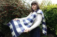 Image 1 of LAMBSWOOL CHECK SCARF BLUE & WHITE.
