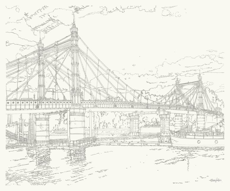 Image of Albert Bridge / Original pencil drawing / Unframed