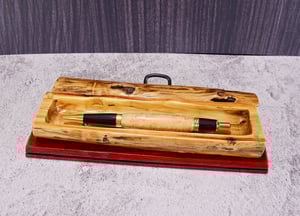Image of Handmade wooden Keepsake Pen Box with exotic wood Padauk, Wooden Treasure Box, Jewelry Box