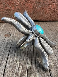 Image 4 of WL&A Handmade Heavy Ingot + Cast Blue Royston Spider Ring - Size 9