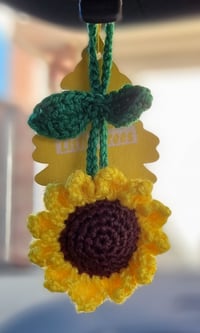 Image 1 of Handmade Crochet Sunflower Car Charm