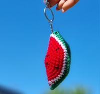 Image 2 of Handmade Crochet Watermelon Keychain