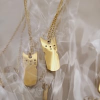 Image 4 of Laser Engravable Cat Pendant Blanks with Necklace - Gold Color