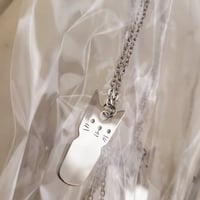 Image 1 of Laser Engravable Cat Pendant Blanks with Necklace - Steel Silver Color