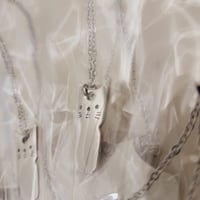 Image 3 of Laser Engravable Cat Pendant Blanks with Necklace - Steel Silver Color
