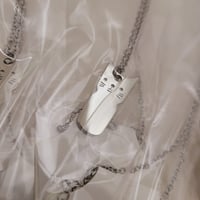 Image 4 of Laser Engravable Cat Pendant Blanks with Necklace - Steel Silver Color