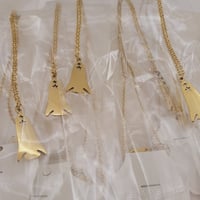 Image 5 of Laser Engravable Rocket Pendant Blanks with Necklace - Gold Color