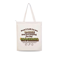 Image 1 of Don't talk to me groceries tote bag