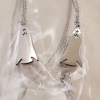 Image 3 of Laser Engravable Rocket Pendant Blanks with Necklace - Steel Silver Color