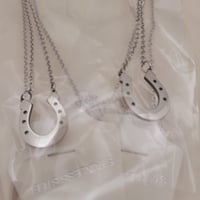 Image 1 of Laser Engravable Horse Shoe Pendant Necklace - Steel Silver