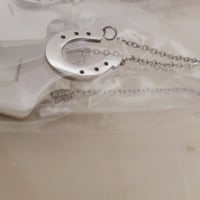 Image 3 of Laser Engravable Horse Shoe Pendant Necklace - Steel Silver