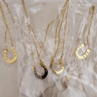Image 1 of Laser Engravable Horse Shoe Pendant Necklace - Gold Color