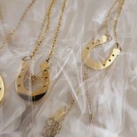 Image 4 of Laser Engravable Horse Shoe Pendant Necklace - Gold Color