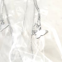 Image 1 of Laser Engravable Butterfly Pendant Stainless steel Blanks - Steel Silver