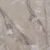 Image 3 of Laser Engravable Butterfly Pendant Stainless steel Blanks - Steel Silver