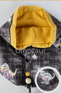 Image 2 of Dinosaurs Tote - Kids Teen Young Adult Black and Gold Fashion Carry Bag 
