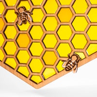 Image 3 of Handcrafted Resin and Wood Honeycomb Art Panel