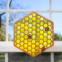 Image 5 of Handcrafted Resin and Wood Honeycomb Art Panel