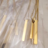 Image 1 of Premium Laser Engraving 3D Bar Pendant Necklace Blanks with BOX CHAIN - Gold Tone.