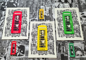 Image of D7606 LIMITED EDITION DEBBIE TELEPHONE BOX PRINT IN RED, YELLOW OR GREEN