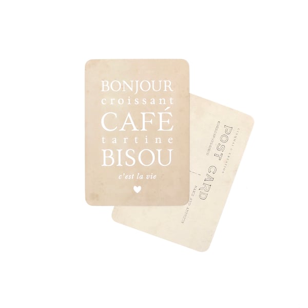 Image of Carte Postale BONJOUR CROISSANT CAFÉ...