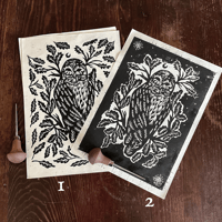 Image 2 of Linogravure Chouette - Format A4