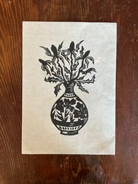 Image 1 of Linogravure Bouquet de Chardon - Format  A4