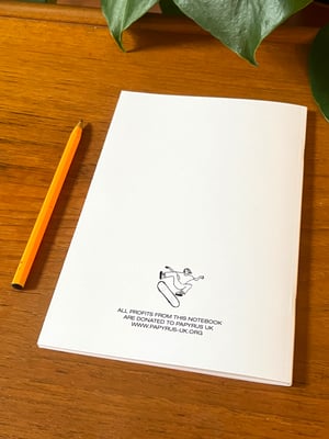 Image of A5 Notepad (plain pages) - Pen Pals Evan Smith - charity fundraiser for PAPYRUS