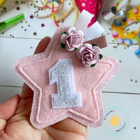 Image 1 of Pastel Pink Glitter Star Badge